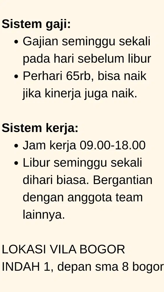 DIBUTUHKAN SEGERA: Bagian Setrika Uap Pakaian dan Cuci