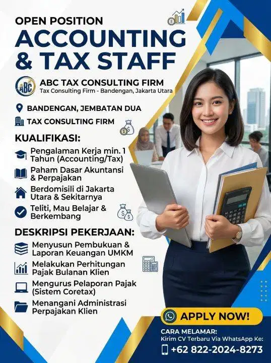Lowongan Pekerjaan Accounting & Tax Staff Jakarta Utara Wanita