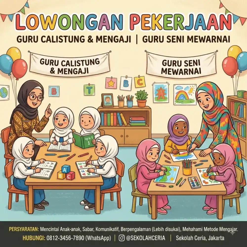 Lowongan Guru Calistung+Mengaji dan Guru Seni Mewarnai