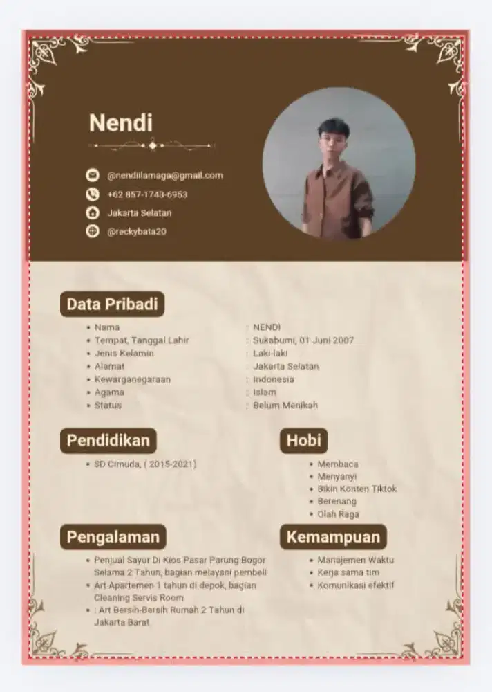 Aku disini lagi mencari pekerjaan