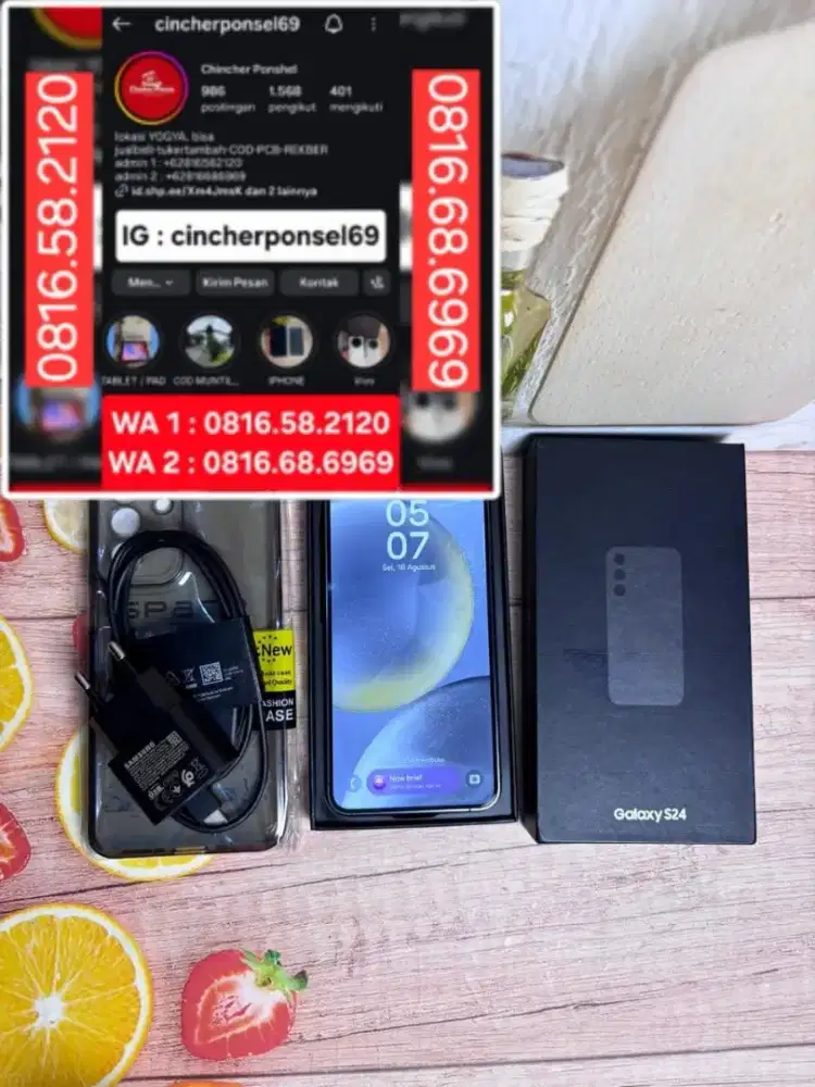 Jual hp Samsung S24 5g 512gb grns resmi istimewa free adaptor n case