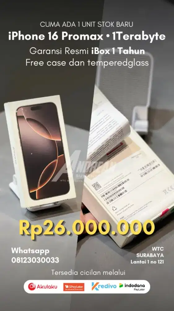 iphone 16 promax 1tb new garansi 1tahun