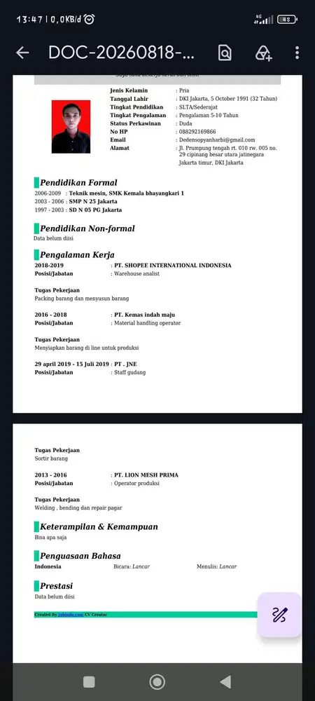 Mencari pekerjaan