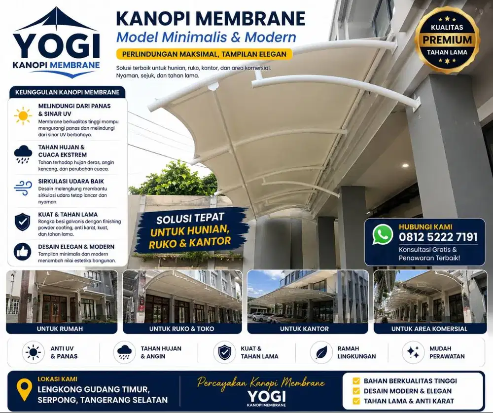 Kanopi Membrane Custom Ukuran, Desain & Warna