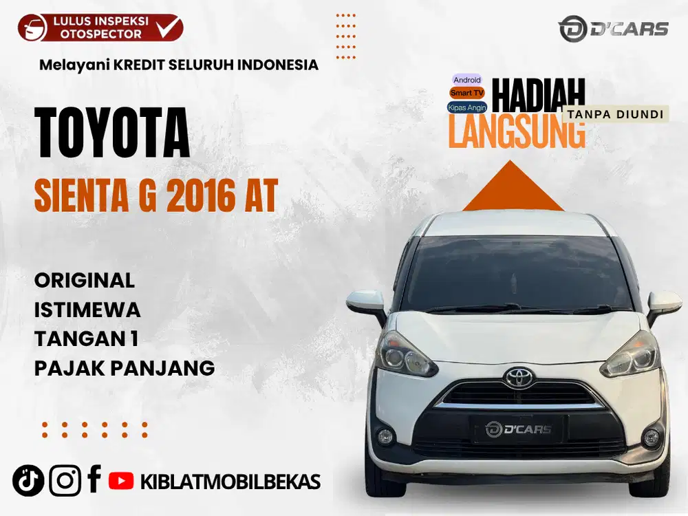 DIJUAL DP 20JT AN TOYOTA SIENTA 1.5 G MATIC 2016