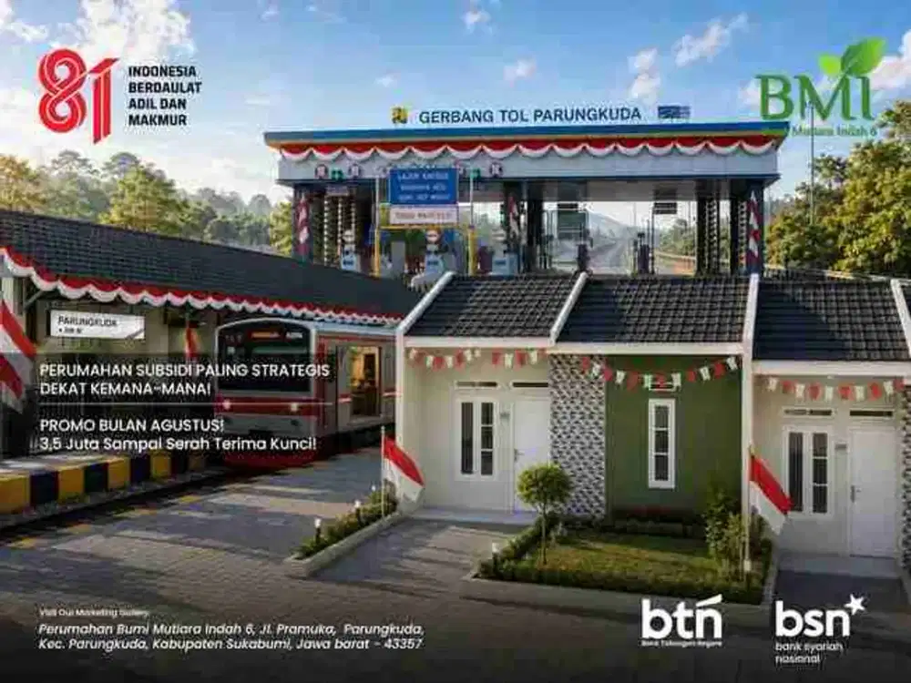 RUMAH SUBSIDI DEKAT AKSES TOL DAN AKSES STASIUN KAI DI PARUNGKUDA KAB. SUKABUMI