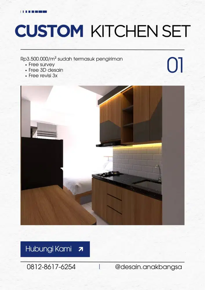 Custom Kitchen Set LED Strip Minimalist HPL Luar-Dalam