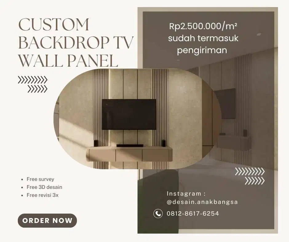 Custom Backdrop TV Wall Panel LED Strip Minimalist