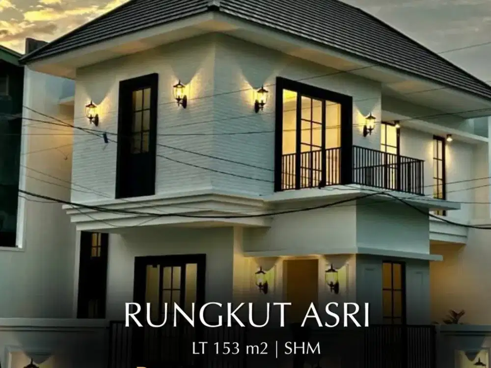 Jual rumah american style modern minimalis di Rungkut Asri 2 lantai
