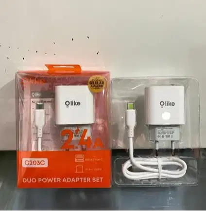 OLIKE C203C DUO POWER ADAPTER SET Charger With Data Cable Type-C 2.4A