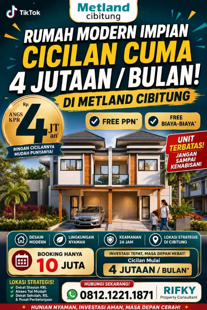 RUMAH 2 LANTAI PREMIUM DI METLAND CIBITUNG!