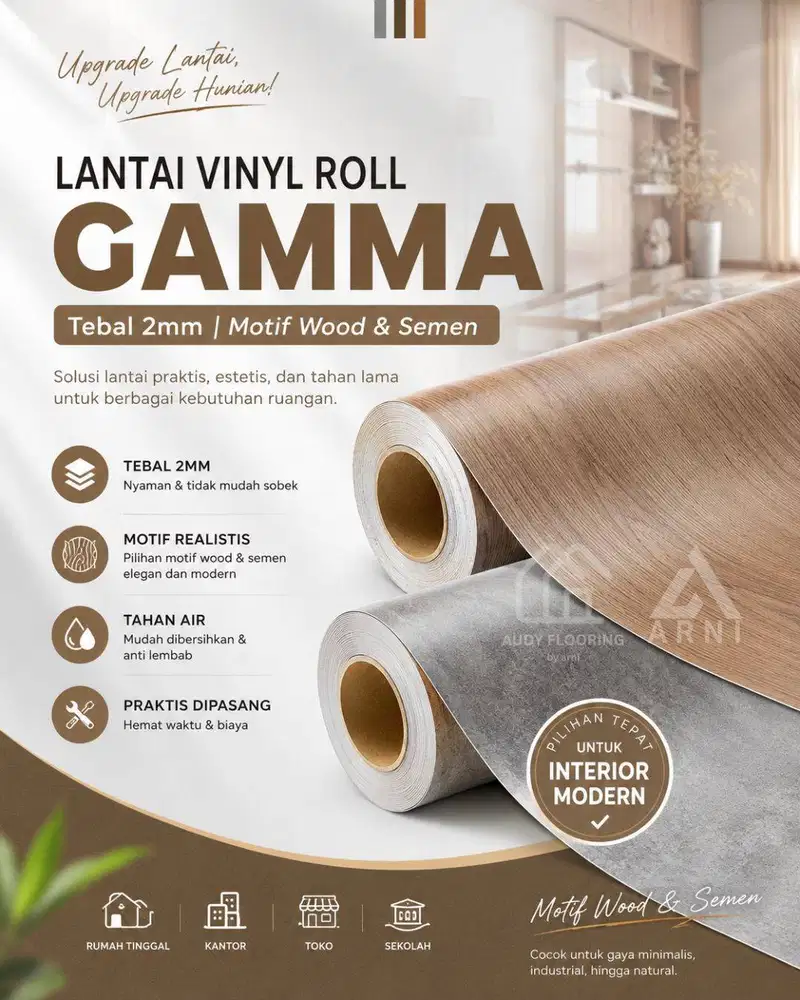 Lantai Vinyl Roll GAMMA 2mm | Vinyl Flooring Motif Terrazzo & Wood