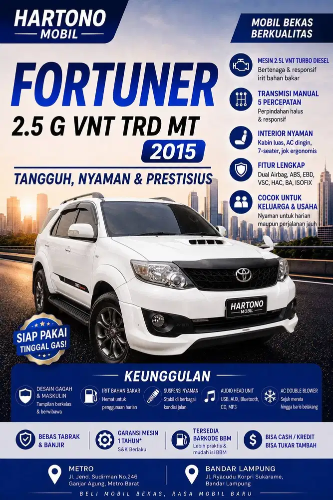 FORTUNER 2.5 G VNT TRD MT 2015