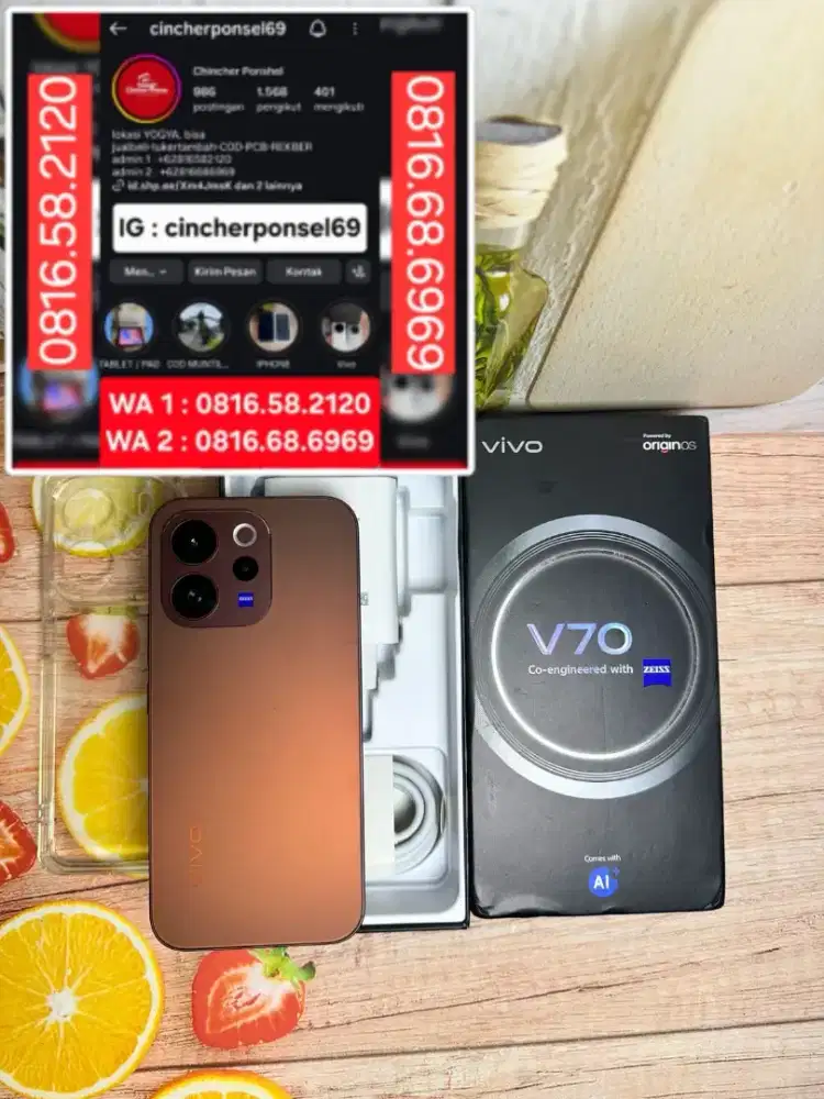 Jual hp likeNEW Vivo V70 5G istimewa BH 100% baru buka dus aja