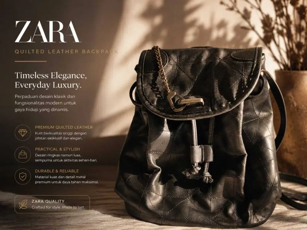 Tas Zara Hitam Preloved – Quilted Leather Look