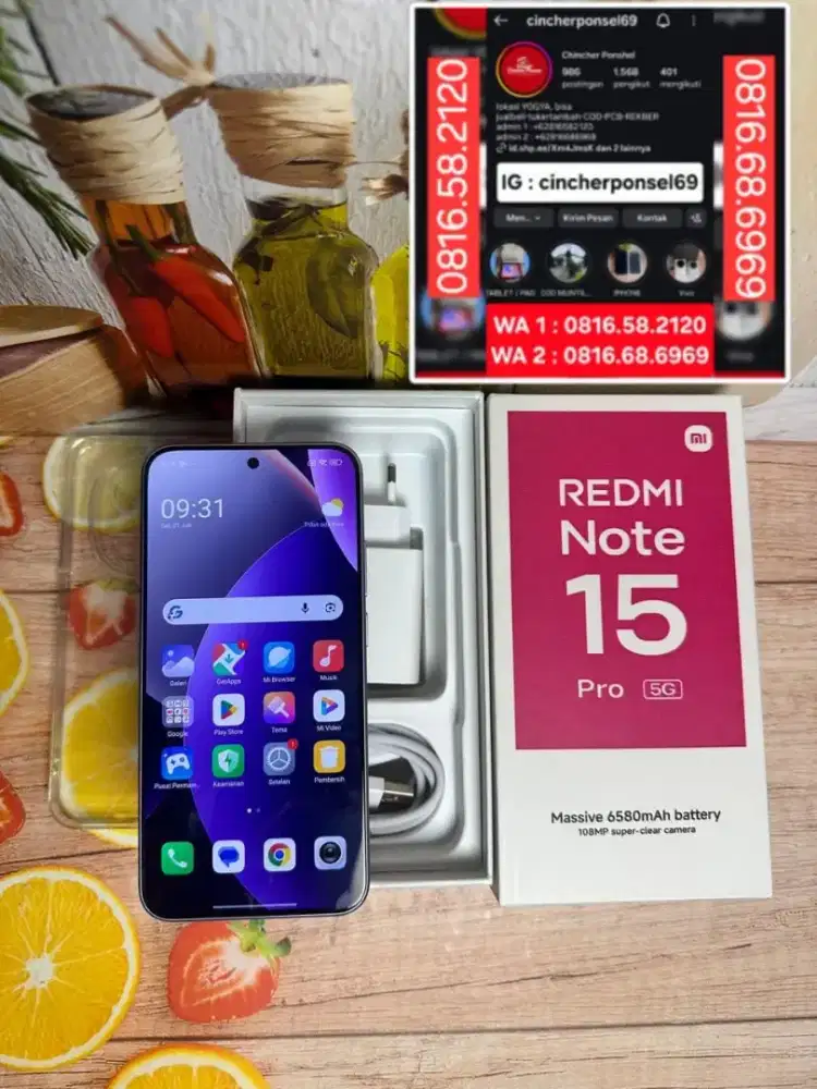 Jual hp LIKENEW redmi note 15 pro 5g 8/256 baru aktif juli 2026