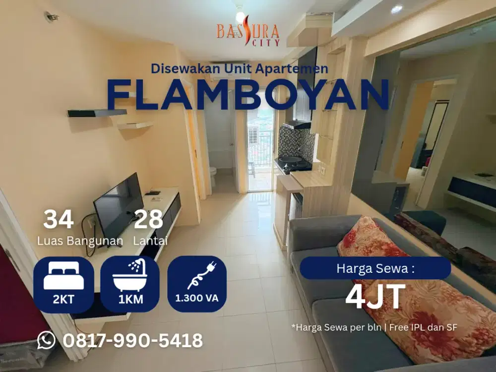 Sewa 2BR murah apartemen Bassura City tower Flamboyan