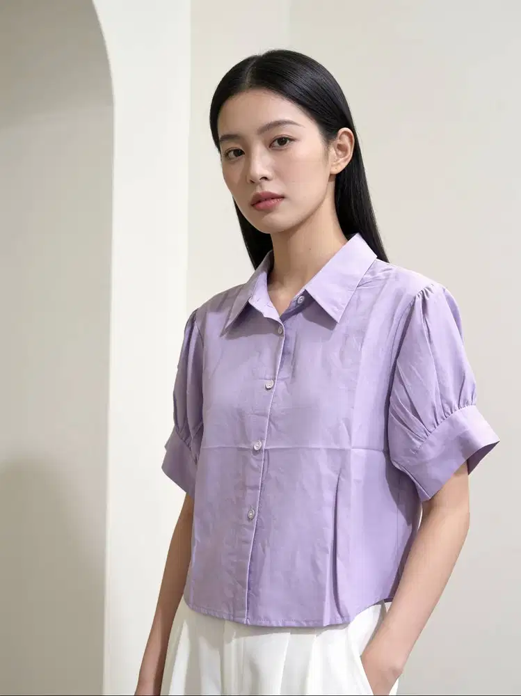 Kemeja Wanita Premium Lengan Pendek Puff Sleeve | Blouse Casual Korean