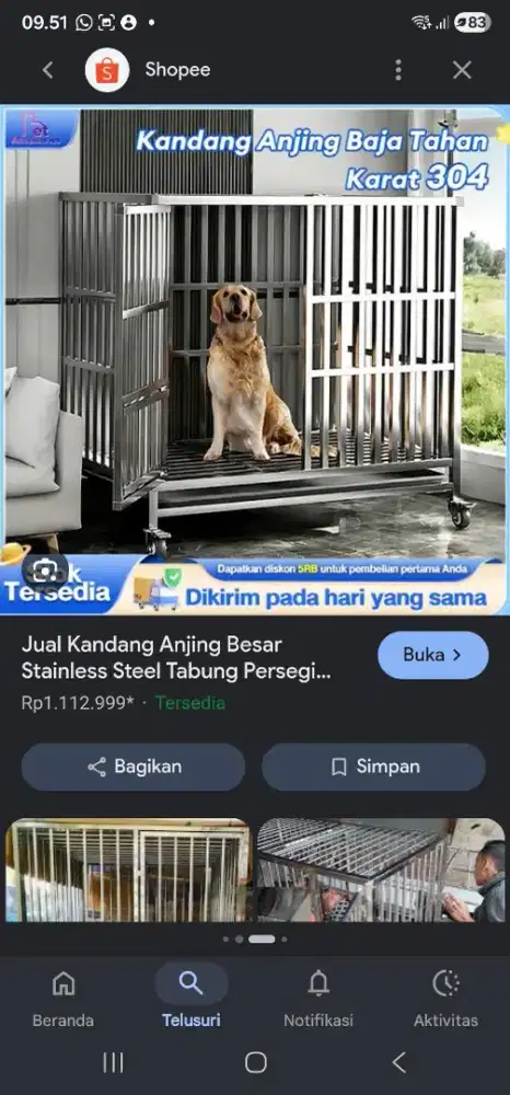 Kandang anjing stainless