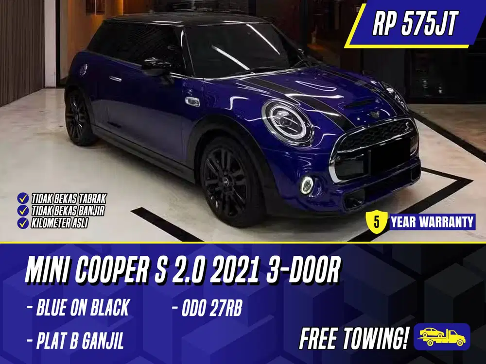 Mini Cooper S 2.0 2021 NIK 2020 3 Door Blue on Black Biru 2 Door