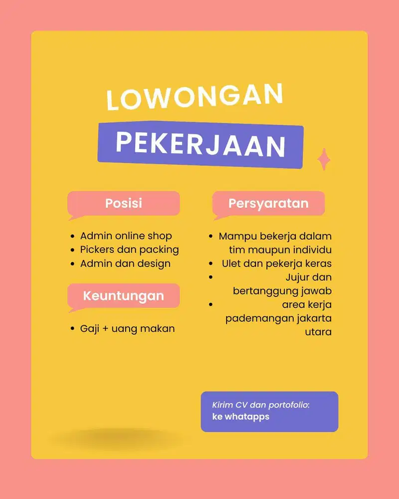 lowongan online shop packing pickers