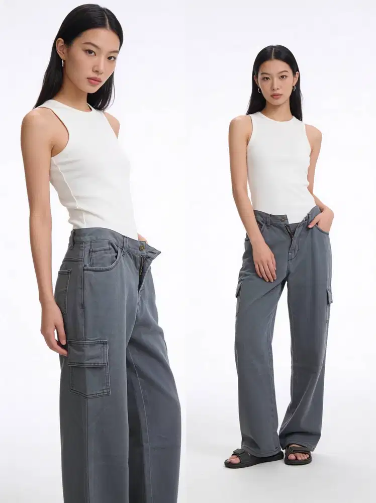Celana Cargo Wanita Premium Korean Style | Straight Leg Pants