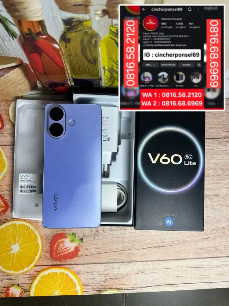Jual HP Vivo V60 lite 5G 12/512 istimewa grns panjang oktober 2027