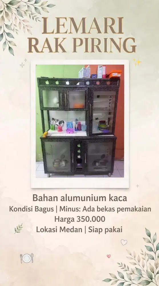 JUAL RAK LEMARI PIRING KACA