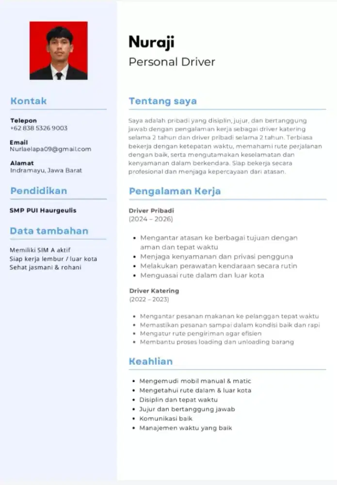 Mencari pekerjaan sebagai driver pribadi