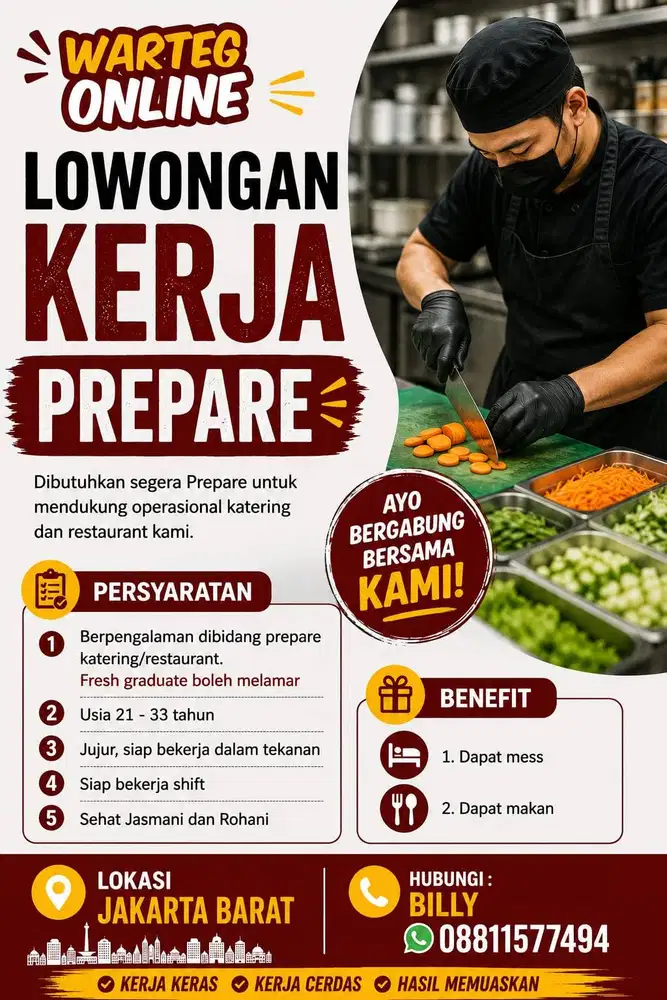 LOWONGAN KERJA PREPARE KATERING