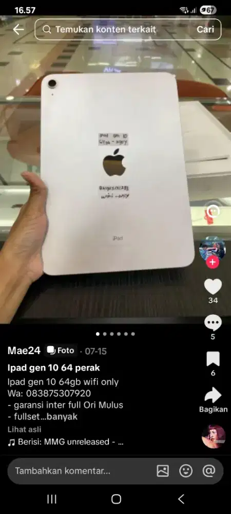 Aipad gen 10  warna silver