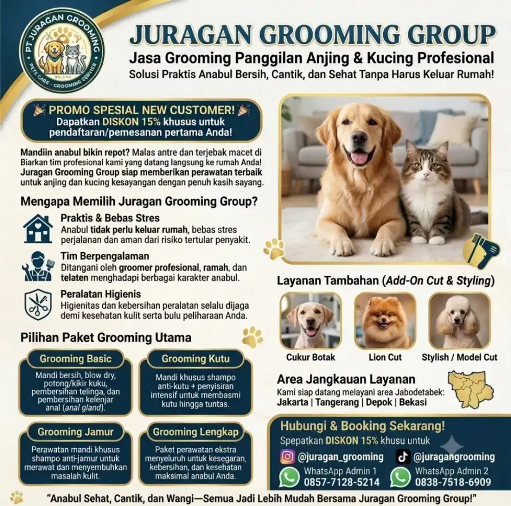 Grooming panggilan anjing&kucing jabodetabek