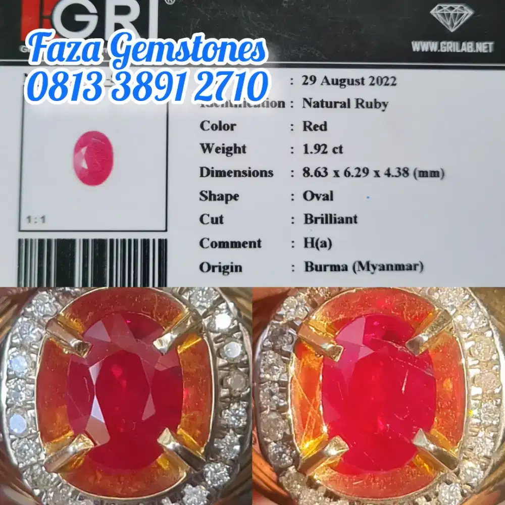 Red Pigeon Blood Ruby Burma, Real nya lebih merah, ring perak berlian