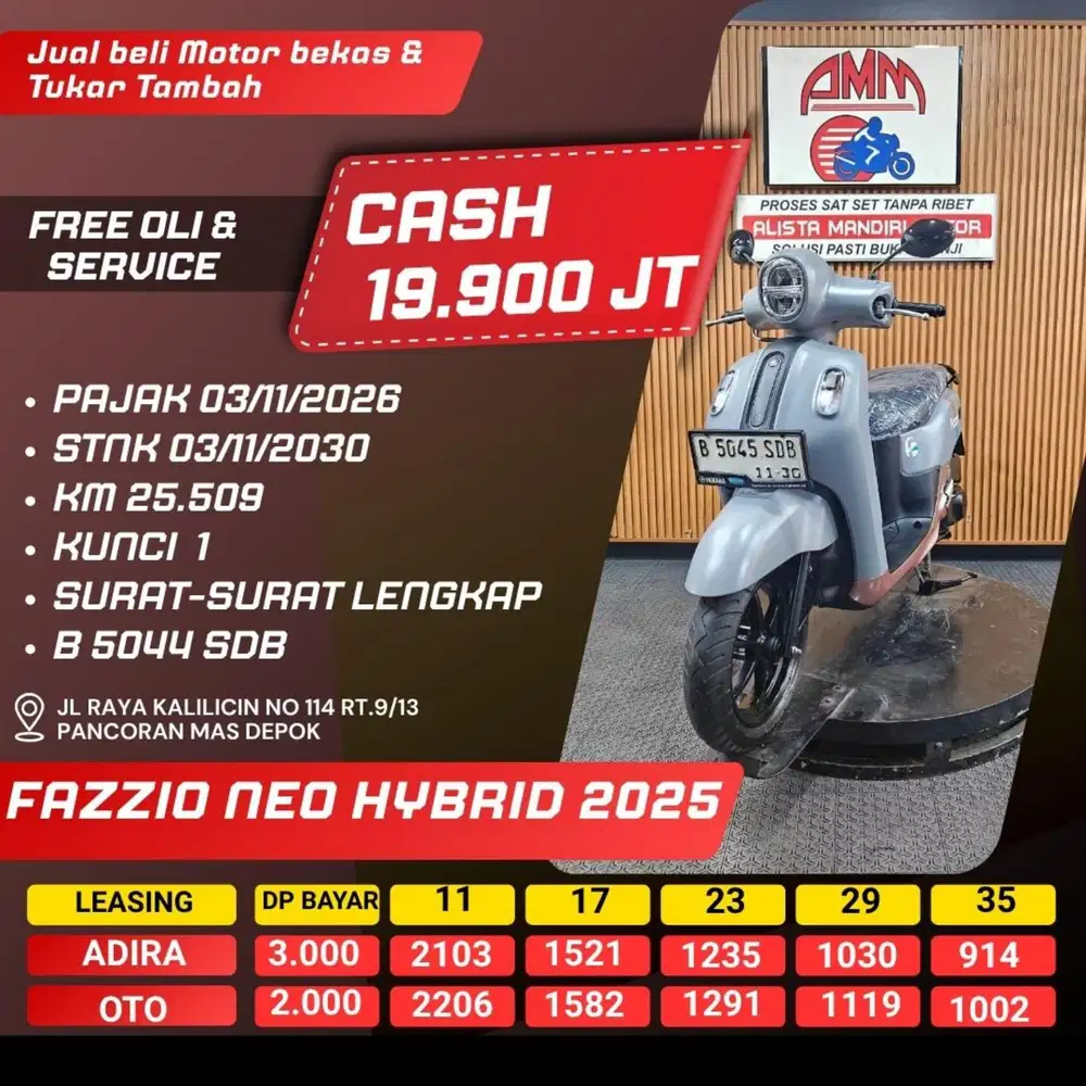FAZZIO NEO HYBRID 2025, BS TT, CC, KREDIVO, CASH/ KREDIT