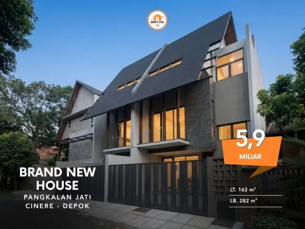 Jual Rumah Baru Modern SHM Dekat MRT Cinere Depok