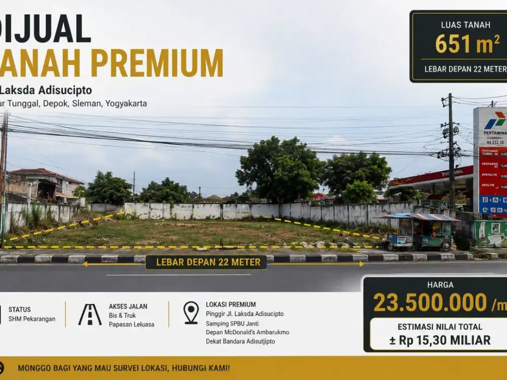 Dijual Lahan Strategis di Jogja Lokasi di Jalan Utama Pusat Kota Jogja