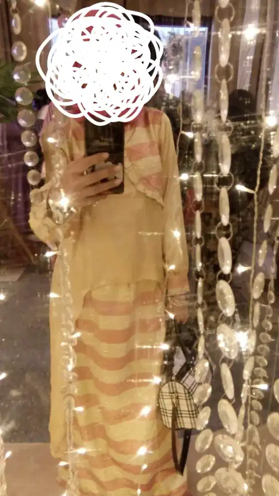 set tunik rok bahan satin
