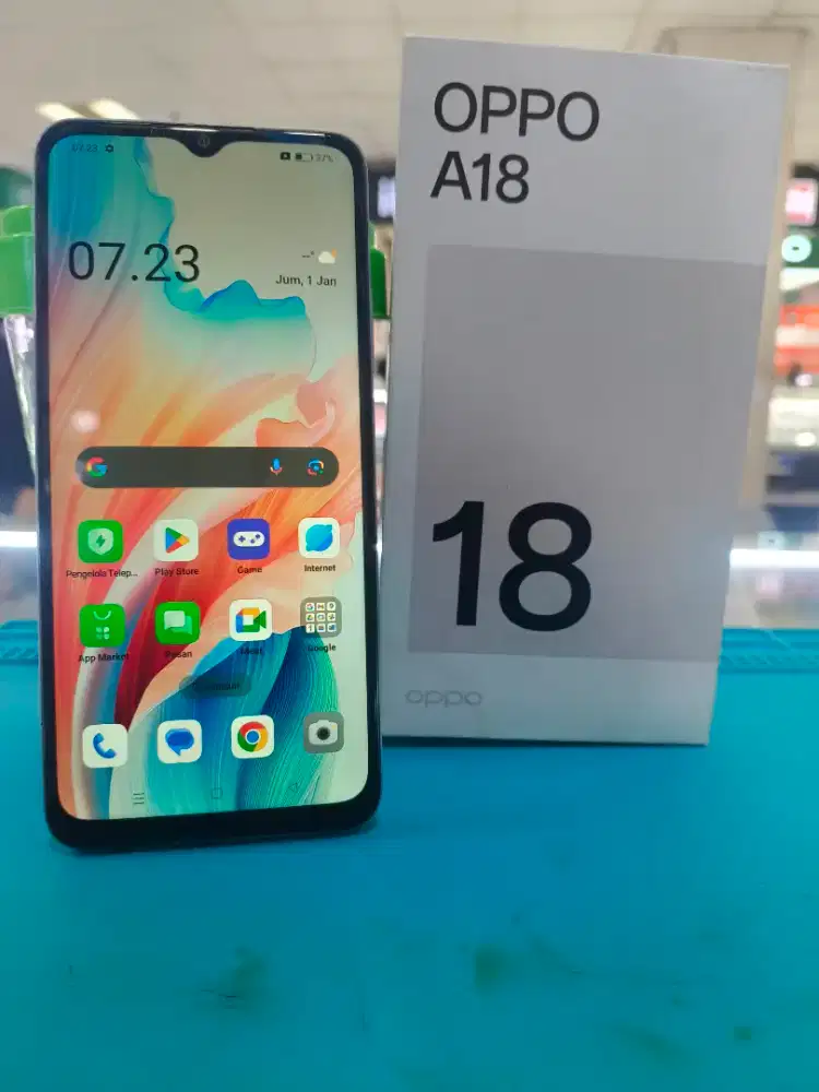 Jual fulset Second Android Oppo A18.Rom4/128gb.Kondisi nyala normal