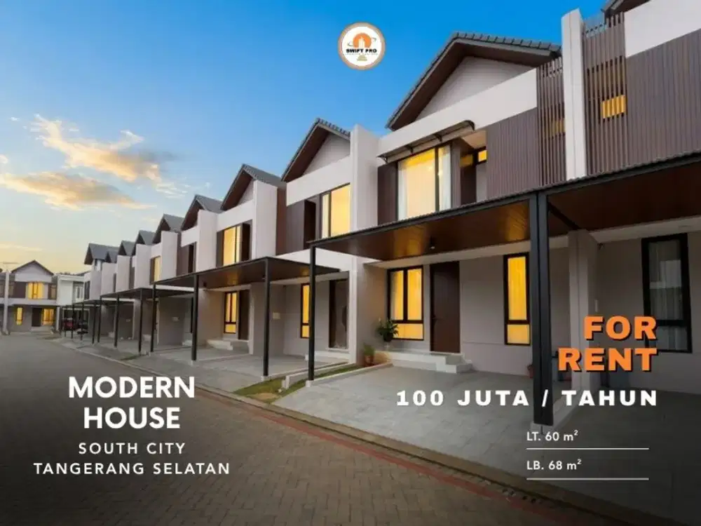 Sewa Rumah South City 2 Lantai SHM Semi Furnished
