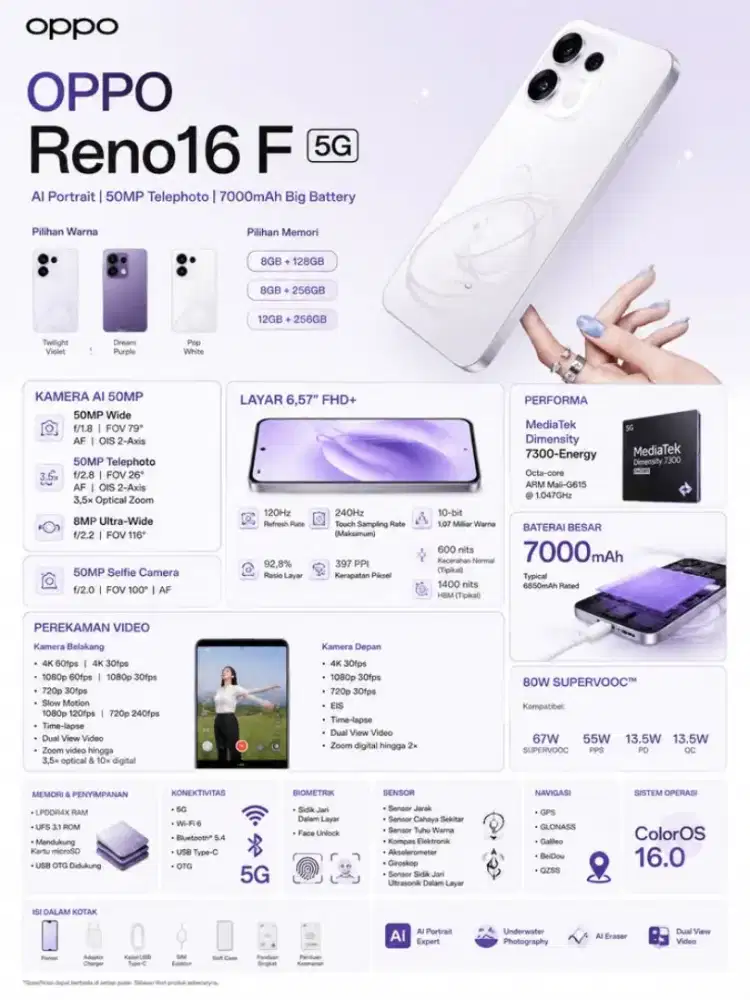 HP Oppo reno 16 f 8/256