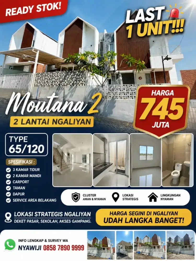 RUMAH 2 LANTAI SIAP HUNI SHM READY DI NGALIYAN TENGAH KOTA SEMARANG