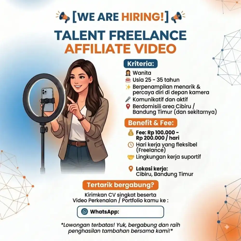 Lowongan Kerja Freelance Harian Talent Affiliate Video