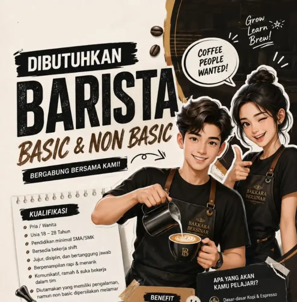 Dibutuhkan barista non basic