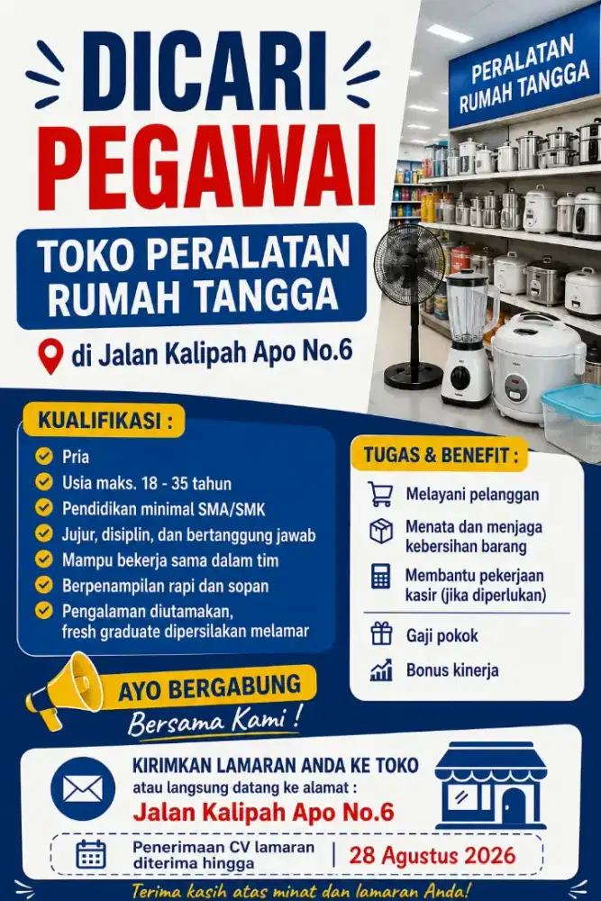 Lowongan Pekerjaan Pegawai Toko