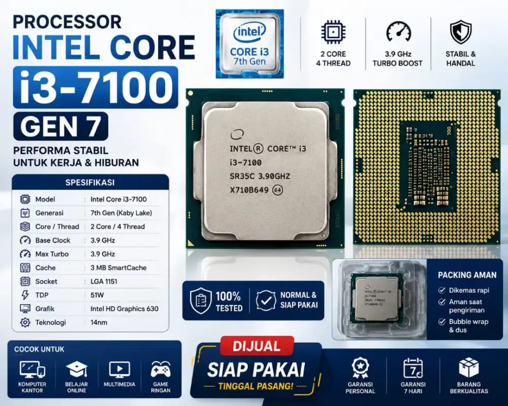 Processor Intel Core i3-7100 Gen 7 LGA 1151 – Tested