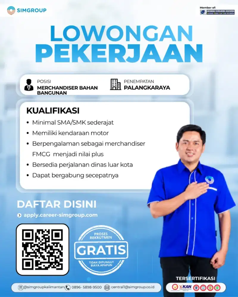 LOWONGAN PEKERJAAN KALIMANTAN (PALANGKARAYA, BATULICIN, PANGKALAN BUN)