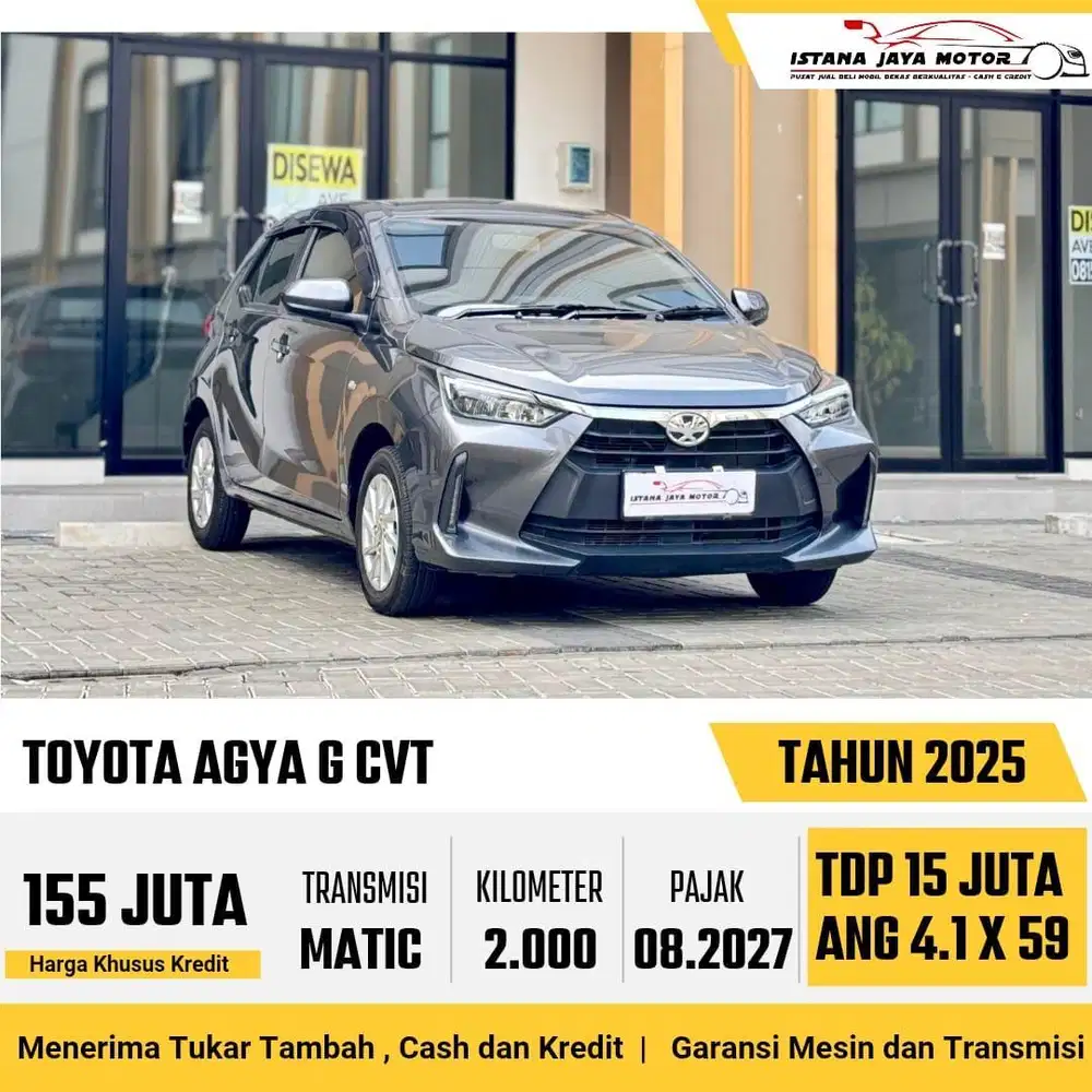 [KM 2RB] LIKE NEW !! Toyota Agya G CVT 1.2 Automatic 2025