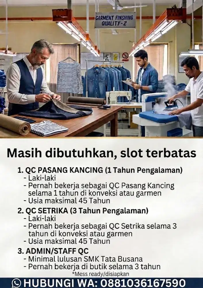 ADMIN/STAFF QC Konveksi semi butik