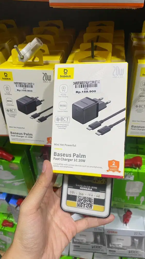 CHARGER BASEUS PALM 1C 20W SET C-C