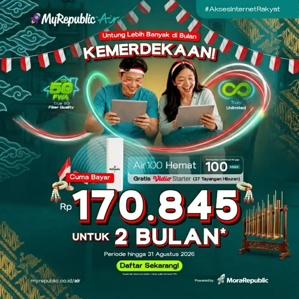 Promo wifi hemat 100mbps myrep air 170.845 buat 2 bulan